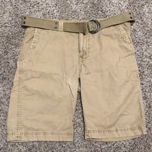 Buckle Black Mens Shorts Size 34 Khaki
